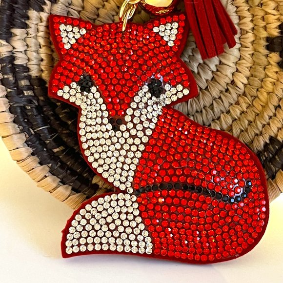 Rhinestone Fox Bag Charm Key chain - Picture 1 of 3